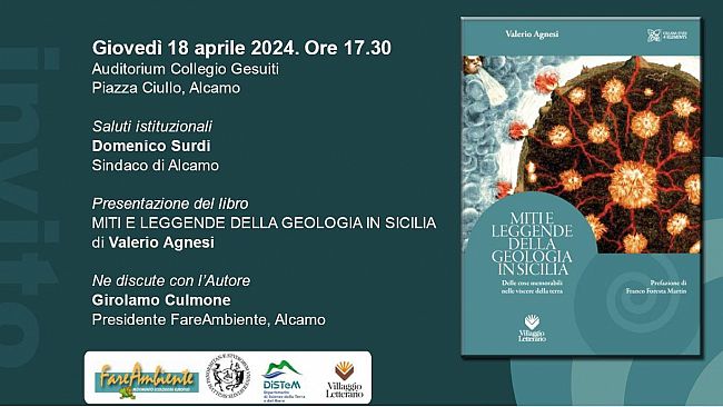 Sarà presentato ad Alcamo il libro “Miti e leggende della geologia in sicilia” di Valerio Agnesi