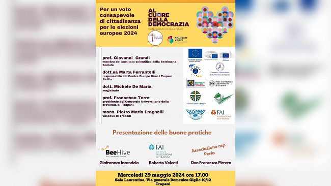 Verso le Europee, per partecipare al cuore della democrazia. Un incontro promosso dalla Diocesi a Trapani