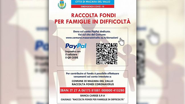 Mazara, raccolta Fondi, cambia la destinazione del Conto Corrente attivato dal Comune