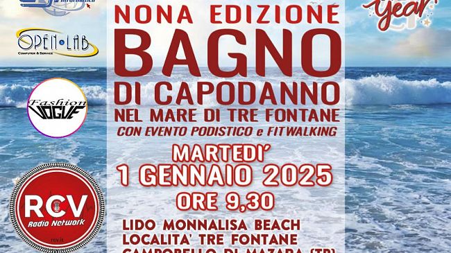 Tutti a Tre Fontane per la nona edizione del bagno di Capodanno