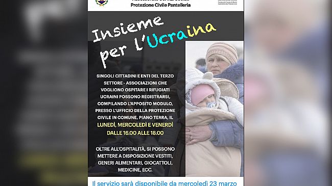 Pantelleria. Il Comune si organizza per ospitare i rifugiati ucraini