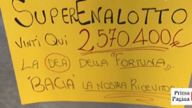Trovato vincitore sbadato dei 2,5 mln al Superenalotto. Il TDM gli chiede un dono per l’ospedale di Castelvetrano