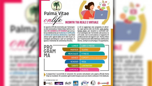 Palma Vitae OnLife, il nuovo progetto di Palma Vitae a sostegno delle donne