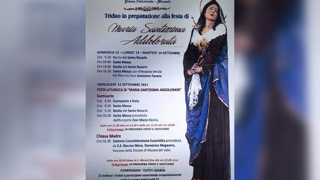 Marsala. Mercoledì 15 settembre festa liturgica di Maria Santissima Addolorata