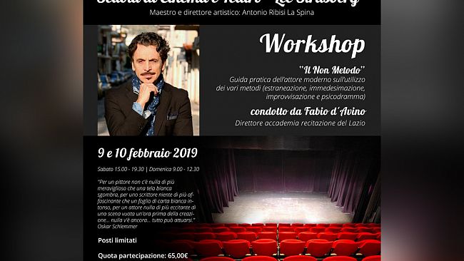 A Trapani un workshop sul “Non metodo”, guida pratica dell’attore moderno con Fabio d’Avino
