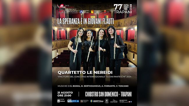 Trapani, quattro giovani flautiste in concerto al Chiostro San Domenico