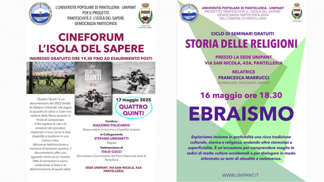 Pantelleria, Unipant: nel fine settimana seminario sull'ebraismo e proiezione del film 