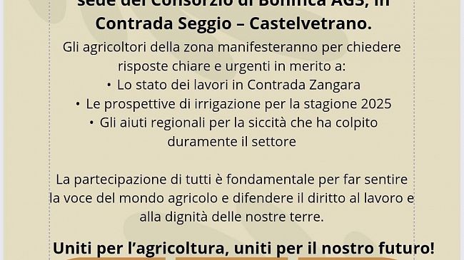 Un sit-in di protesta degli agricoltori davanti la sede del consorzio di bonifica