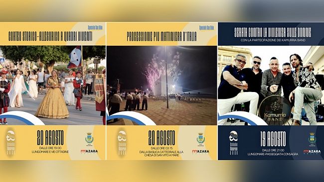 Mazara, Festino di San Vito: gli eventi in programma il 19 e 20 agosto