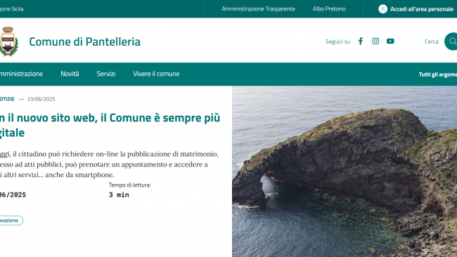 ​È online il nuovo sito istituzionale del Comune di Pantelleria