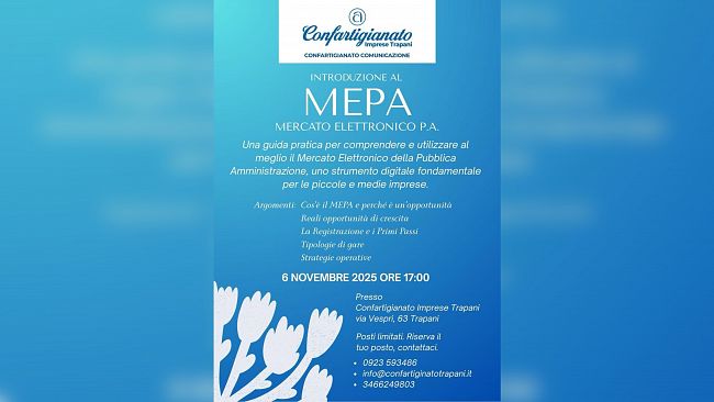 Confartigianato Imprese Trapani inaugura una nuova serie di seminari formativi dedicati al MEPA