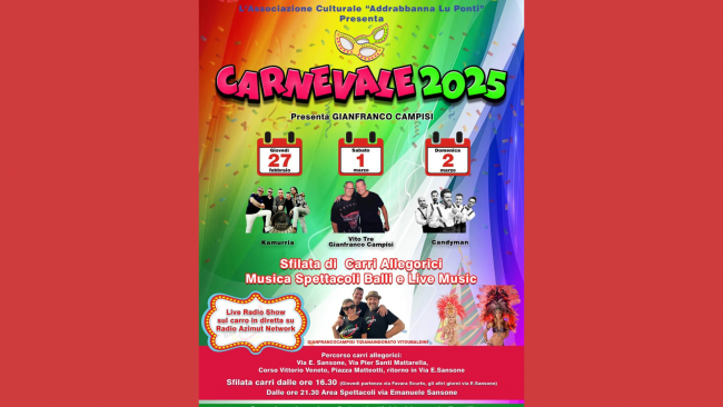  Mazara, ecco il programma del Carnevale 2025 organizzato dall'associazione culturale 