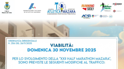 Mazara, ordinanza della Polizia Municipale per la XXI edizione della Half Marathon
