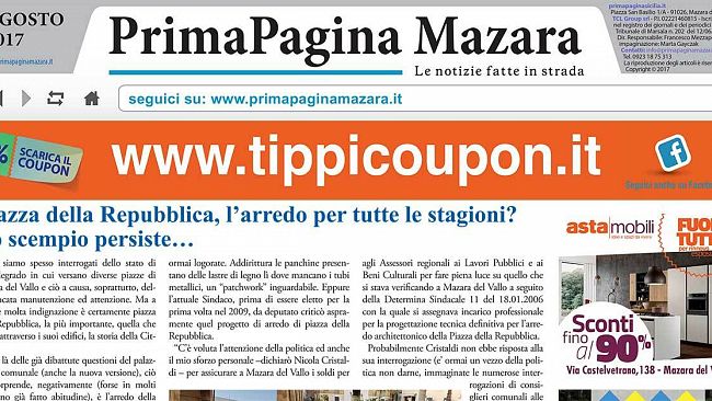 Prima Pagina Mazara anche nelle edicole e nei bar: edizione cartacea del  mese di Agosto