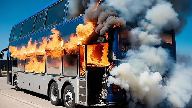 Autobus in fiamme sulla tratta Menfi–Santa Margherita