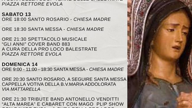 Balestrate pronta a festeggiare la Patrona Maria Ss. Addolorata