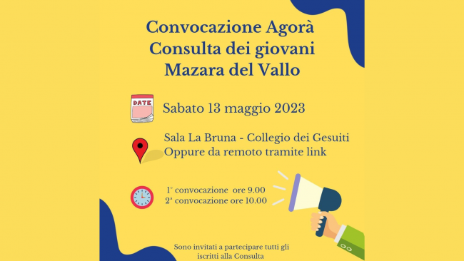 Convocazione Agorà Consulta dei Giovani di Mazara del Vallo 