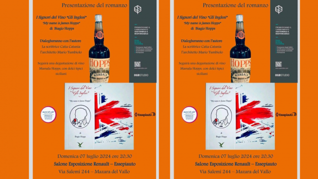 Mazara, il 7 luglio la presentazione del libro “I signori del vino, gli inglesi. My name Is James Hopps”