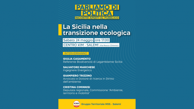 Salemi, tutto pronto per l'appuntamento organizzato dal M5S “Parliamo di Politica”
