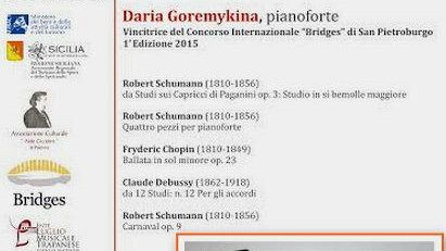 TRAPANI – “Amici della Musica di Trapani”: Daria Goremykina al pianoforte